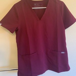 Figs Burgundy Casma 3 pocket scrub top